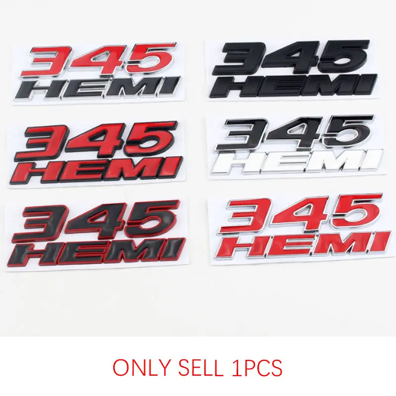 Metal 345 HEMI Letter Car Rear Trunk Emblem Side Badge for RAM 1500 2500 3500 Charger Challenger Ram Viper Jcuv Caravan Durango SRT