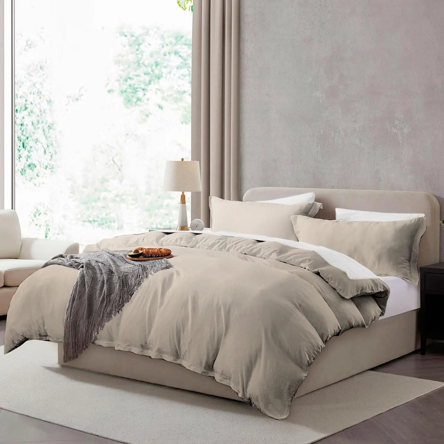 & Harbor Queen Duvet Cover Set - 3 Piece Soft Prewashed Bedding Set - Includes 1 Duvet Cover 90x90 inches with Zipper Closure and 2 Pillow Shams,, Comforter Not Included