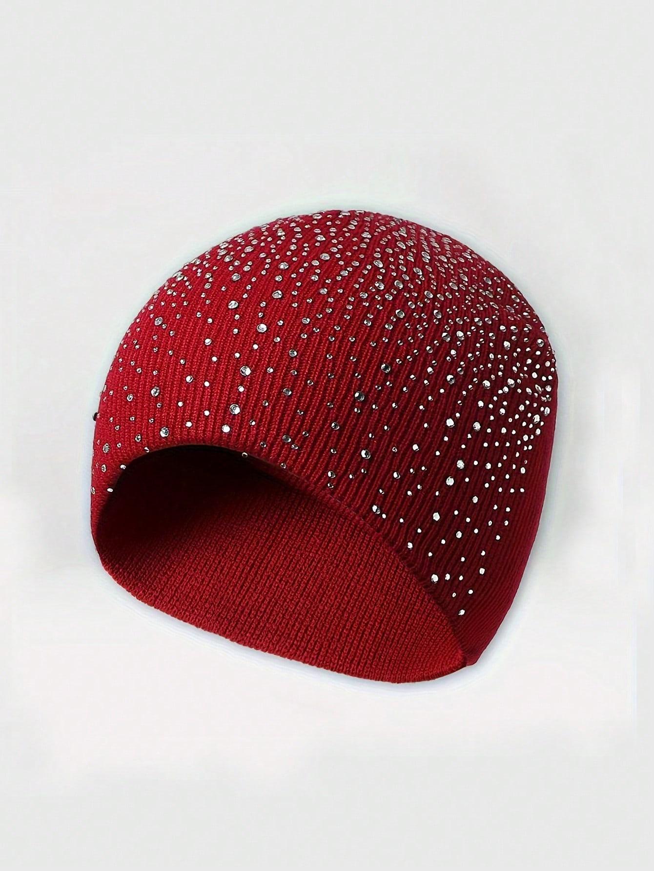 Starry Rhinestone Knitted Hat Multicolor Acrylic Sequins Casual Elegant Street Style Cap for Autumn Winter Valentines