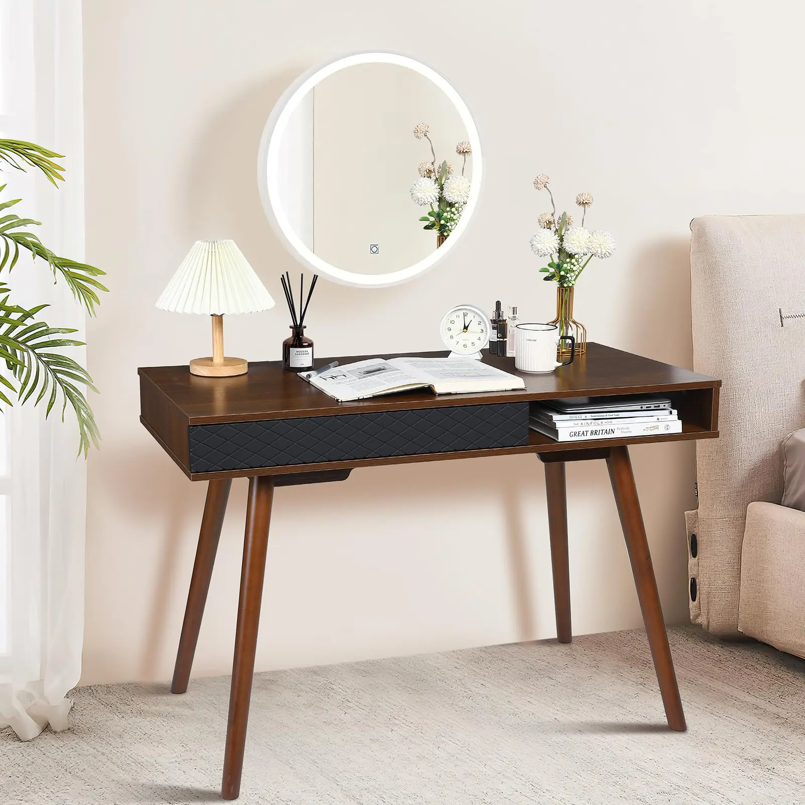 GARVEE31" Walnut Writing Desk, Mid Century Modern, Home Office