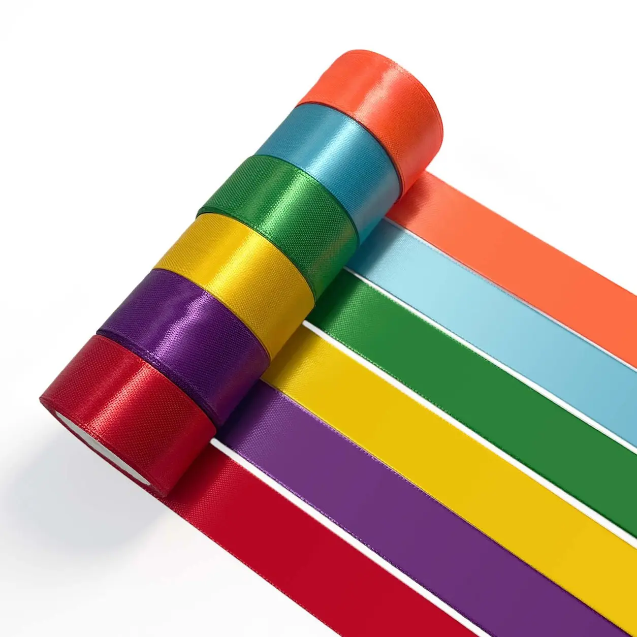 6 Rolls Satin Ribbon Total 30 Yards, 1.5 Inch Wide Colorful Satin Ribbon for Wedding Bouquet Wrapping, Gift Packaging, Hair Accessories