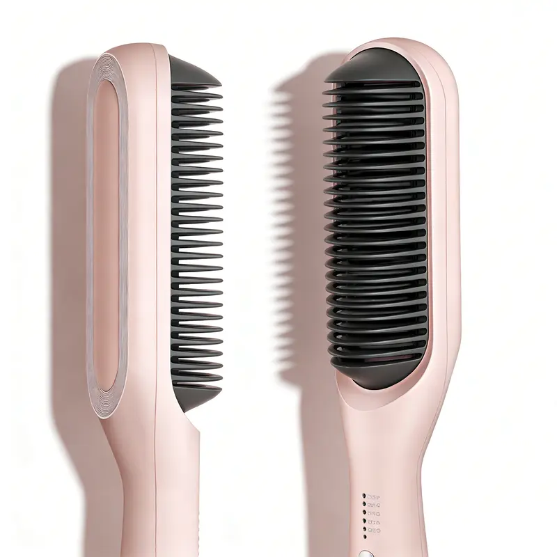 Hair Straightener Brush, Negative Lon Straightening Comb for Women, 10s Fast Heating, Smooth Hair in Seconds, 2-in-1 Brush