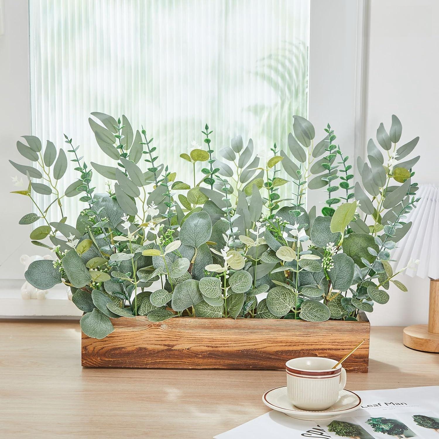 Artificial Eucalyptus Leaves, Faux Eucalyptus Set, Decorative Plants for DIY Wedding Bouquets & Home Decor, Evergreen Faux Plants, Artificial Faux Greenery