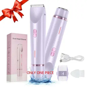2-in-1 Electric Multifunctional Hair Trimmer Kit, 1 Count IPX7 Waterproof Body Hair Trimming Trimmer for Women, Wet & Dry USB-Rechargeable Gentle Hair Removal, Wireless Trimmer, Cordless Rechargeable Trimmer