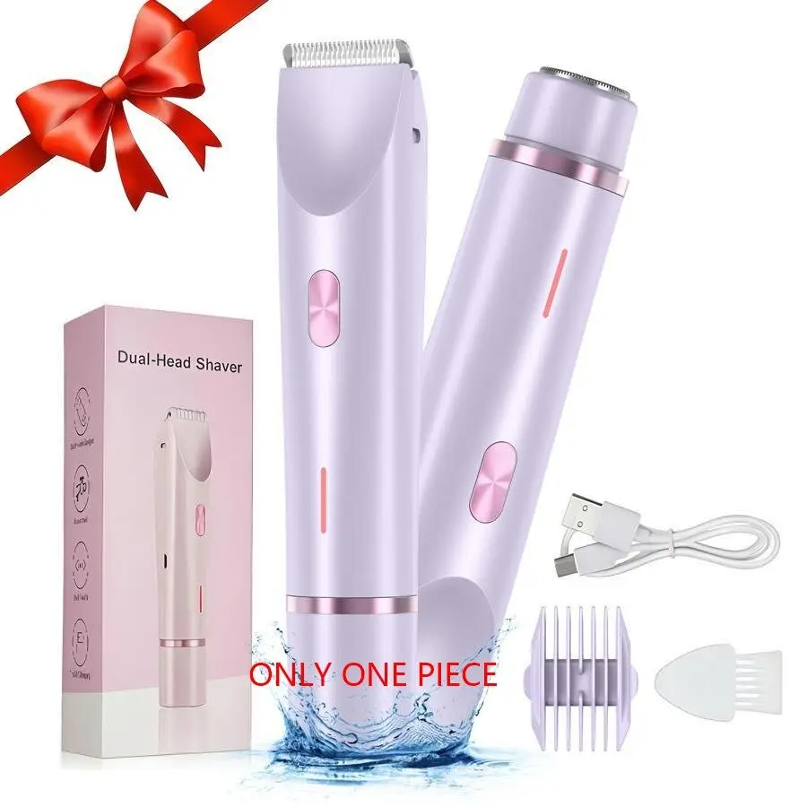 2-in-1 Electric Multifunctional Hair Trimmer Kit, 1 Count IPX7 Waterproof Body Hair Trimming Trimmer for Women, Wet & Dry USB-Rechargeable Gentle Hair Removal, Wireless Trimmer, Cordless Rechargeable Trimmer