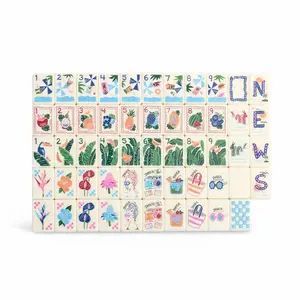 Refreshing Summer Themed Portable Mini Mahjong, Glossy Crystal Acrylic 160 Tiles, Compact Travel Kit Perfect for Outdoor Trips, Hangouts & Thoughtful Gifts