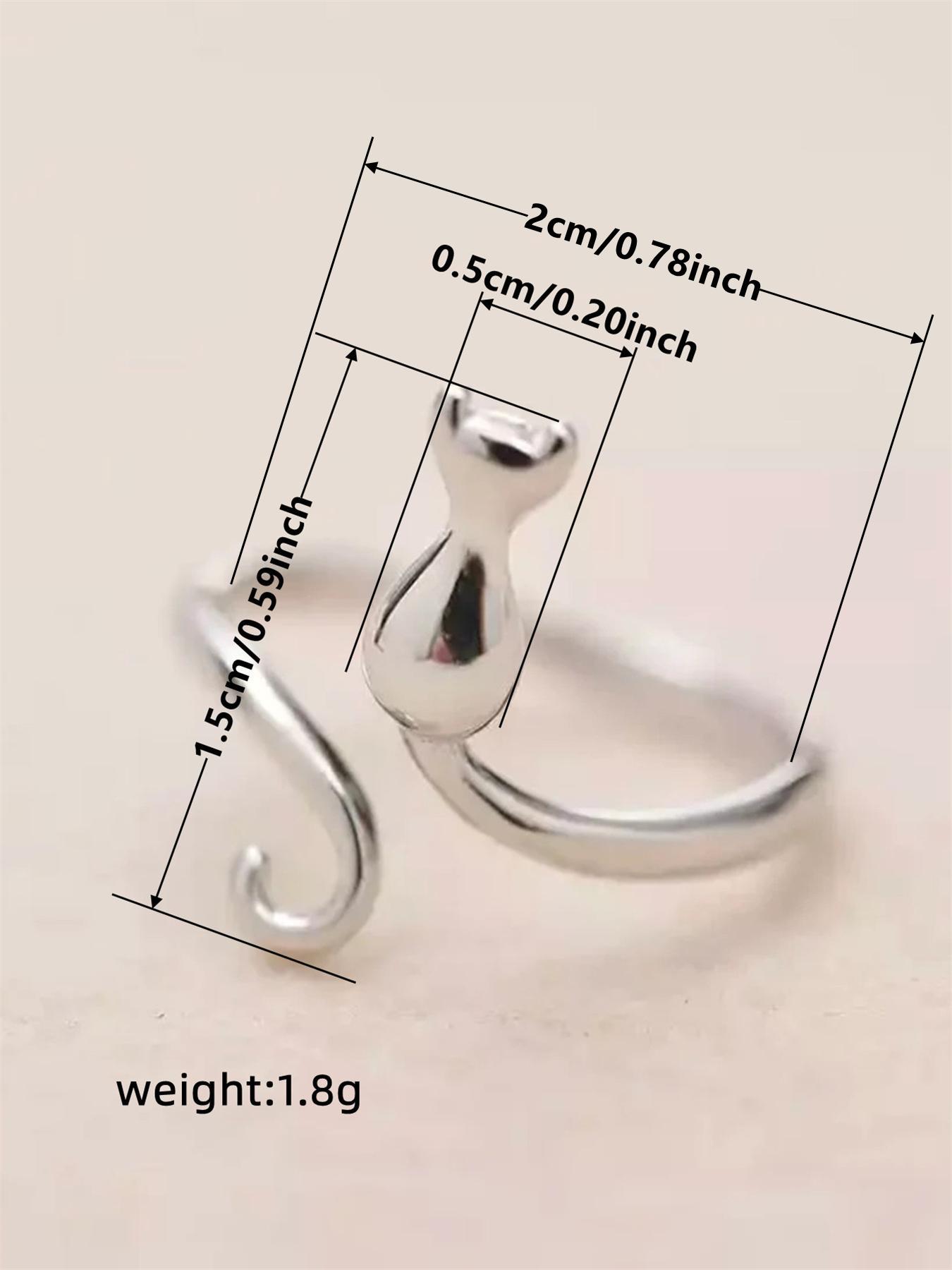 Cute Cat Design Animal Feature Cuff Ring, Adjustable Rings, Copper Material, Accessories for Women & Girls, Jewelry for Party, Daily Clothing Decor, Jewelry for Anniversary Gift, Jewelry For Birthdays, Adjustable Fit