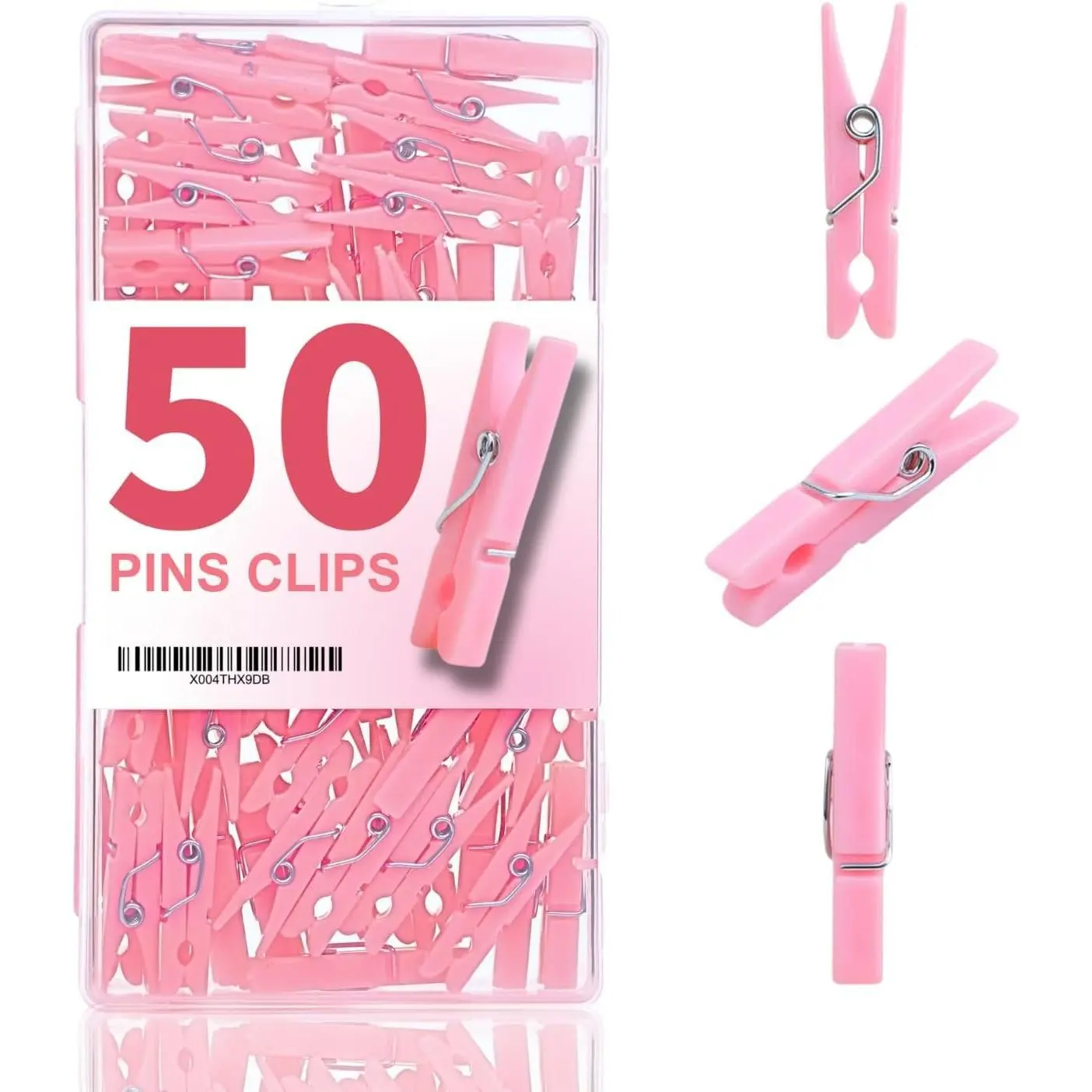 50-Count Small Size Sturdy Plastic Mini Clothespins - Decorative Organizing Clips for Photos, Shower Use & Girl-Focused Decor (Sewing Tool Kit Accessory), General Use