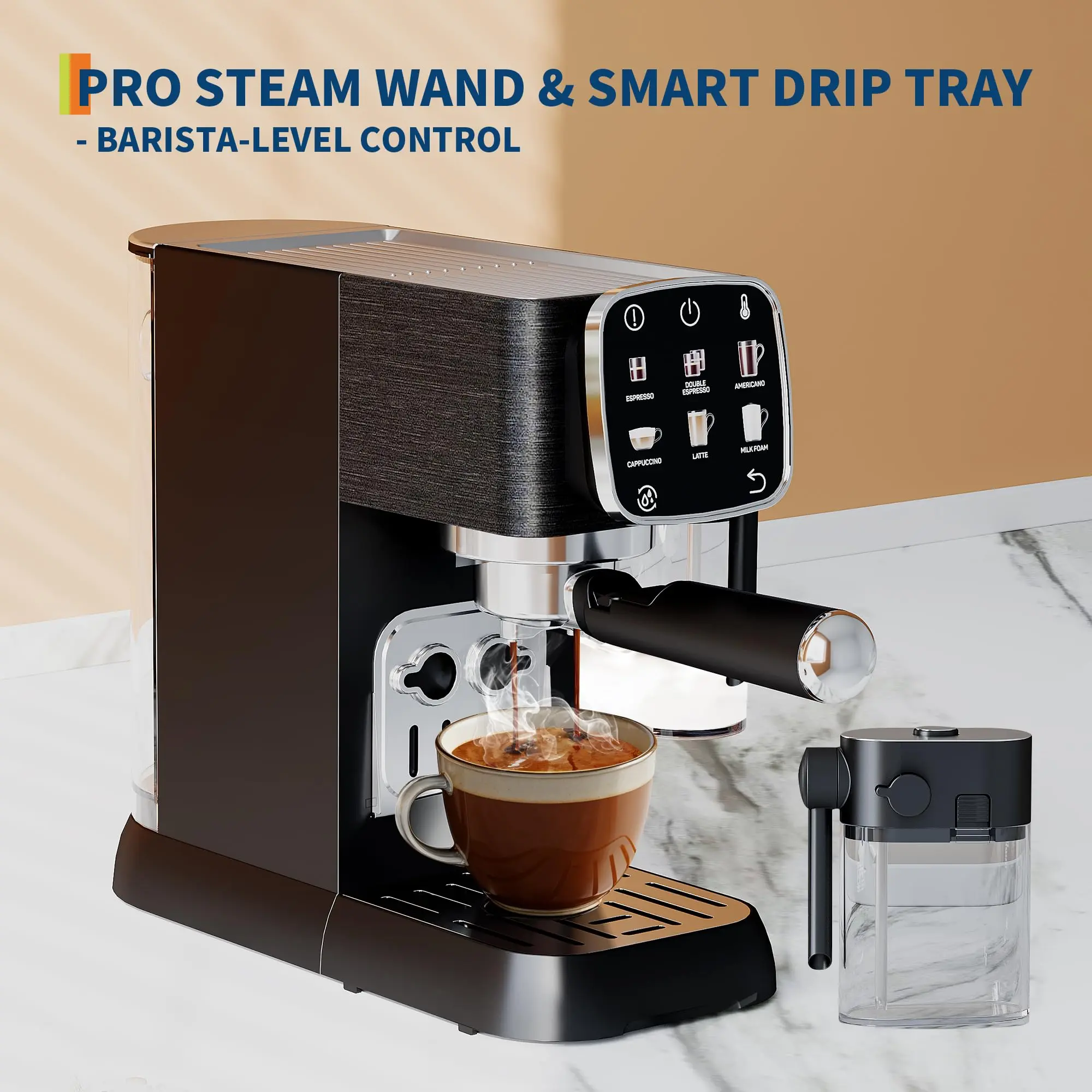 20 Bar Italian Coffee Machine with Touchscreen – Fully Automatic Coffee Maker – Adjustable Temperature – Quick Heating – Milk Frother – Removable Water Tank – Stainless Steel – For Cappuccino & Latte-party gift