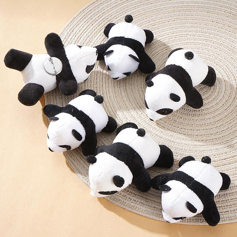 Cartoon Internet celebrity three-dimensional panda brooch, plush red panda doll ins lying down panda jewelry schoolbag pendant