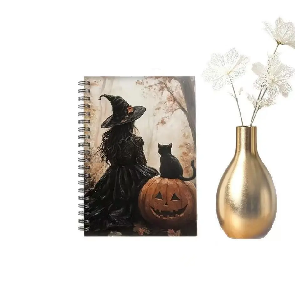 Autumn Retro Witch Halloween Coil Notebook, Perfect for Daily Notes, Diary, Sketchbook, Ideal for Writing and Drawing
