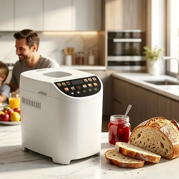 2LB (1000g) 12-in-1 Mode Smart Bread Maker Machine, Household Kitchen Appliance, Push Button, Gluten-Free Setting, Nonstick Pan, 2 Loaf Sizes, 13H Reserve Timer, 1H Keep Warm Function, White, Kitchen Supplies
