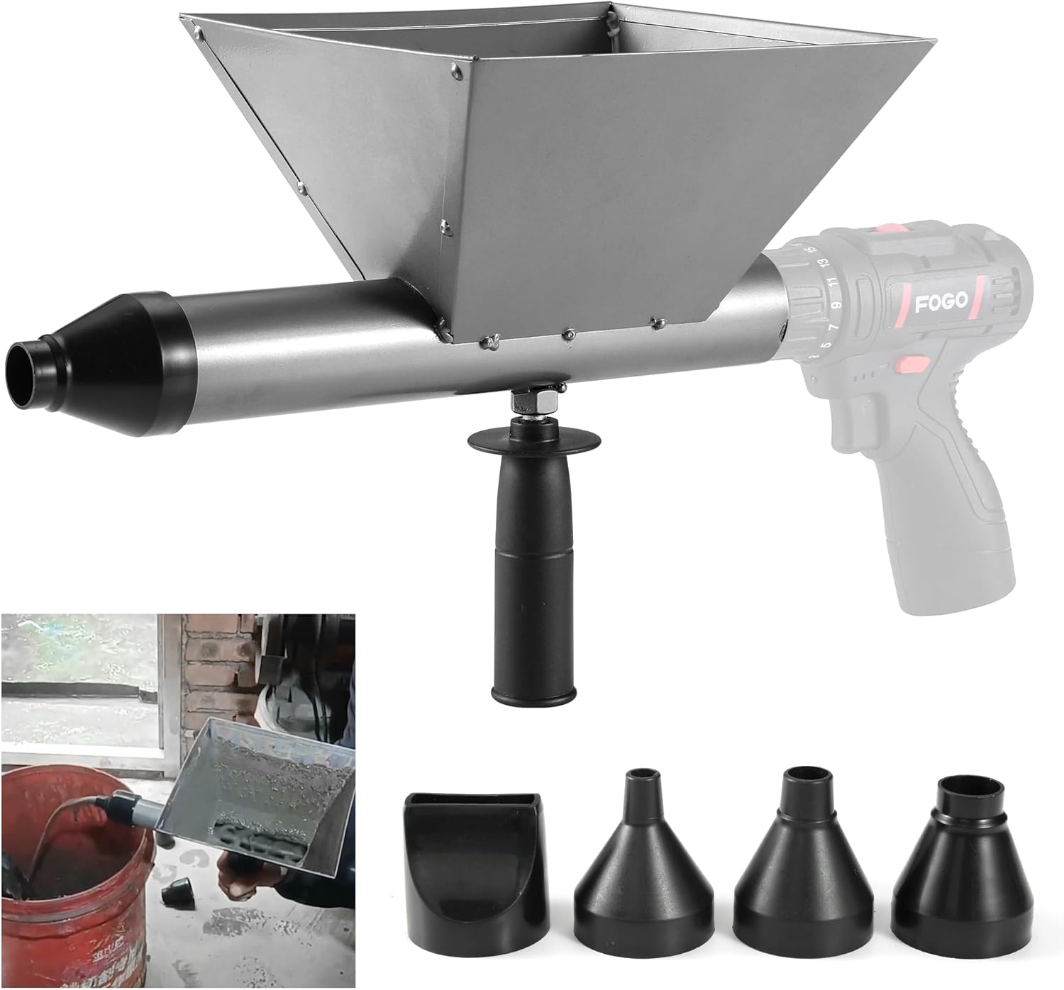 SUNDAY MIRTH Electric Mortar Grout Gun, Portable Cement Grouting Machine, Reusable Mortar Pointing Gun for Brick, Grout Applicator Caulking Finishing Tool with 4 Nozzles (Without Electric Drill) gift