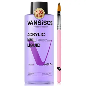 4fl.oz Professional EMA Acrylic Liquid Monomer with Nail Brush Non-Yellowing MMA-Free for Beginners Home DIY Nail Salon Use