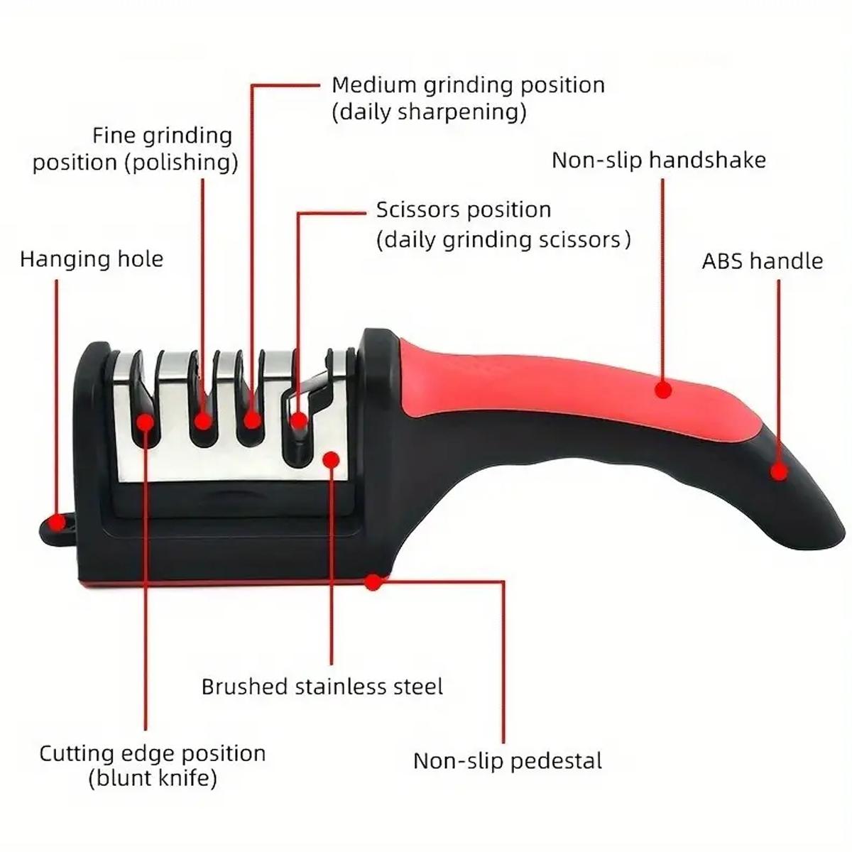 4 Stages Professional Knife Sharpener, Knife Sharpening Tool with Tungsten & Diamond & Ceramic Sharpening Rod, Knife Sharpening Tool for Kitchen & Outdoor Use