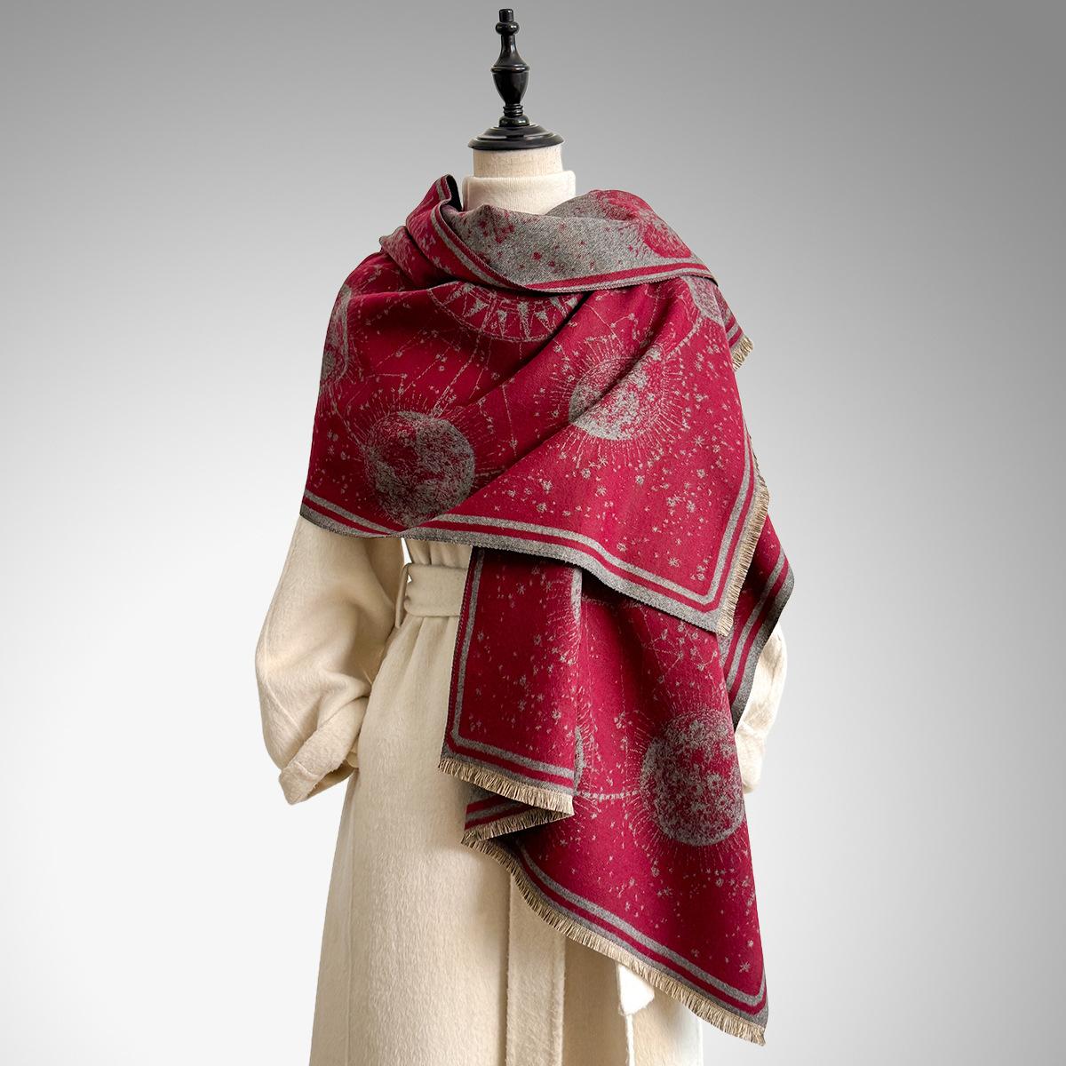 Boho Style Floral & Paisley Embroidery Tassel Decor Shawl, Paisley Print Scarf, Trendy Casual Soft Warm Double Sided Scarf for Fall & Winter, Fashion Accessories for Women & Men