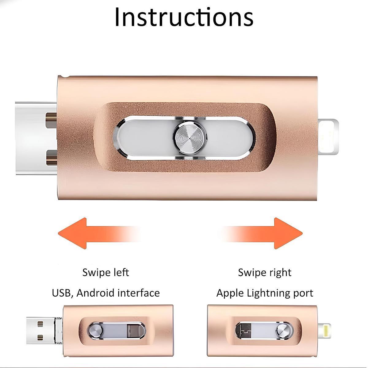 3 in 1 Flash Drive (App Required) - High Speed USB 3.0 Memory Stick with Free Type-C Adapter for iPhone/iPad/Android/PC, OTG Flash Pen Drive for Photos & Videos Backup 3 in 1 Flash Drive (App Required) - High Speed USB 3.0 Memory Stick with Free Type-C Adapter for iPhone/iPad/Android/PC, OTG Flash Pen Drive for Photos & Videos Backup
