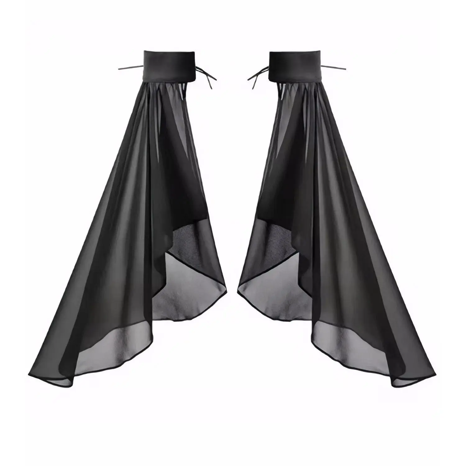 Women's Gothic Polyester Long Sleeve Arm Warmers with Detachable Cuffs, Sunscreen Tulle Gloves for Wedding Parties & Costumes