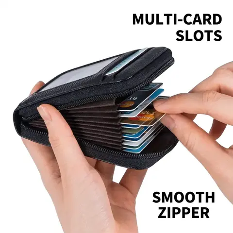 Zipper PU Card Holder, 1 Count Lightweight Durable Card Wallet, Zipper Wallet Design, Multi-card Slot Card Holder, Desk Organizer for Bank Card, Credit Card, Member Card, Zipper Pouch Wallet, Wallet Cards Storage
