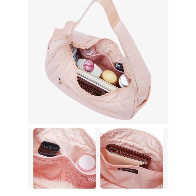 BIGWIG Women's Small Quilted Crescent Shoulder Bag, Waterproof and Slim Nylon, Quilted Nylon Tote Bag with Adjustable Strap, Perfect for Fitness, Travel, or Gifts