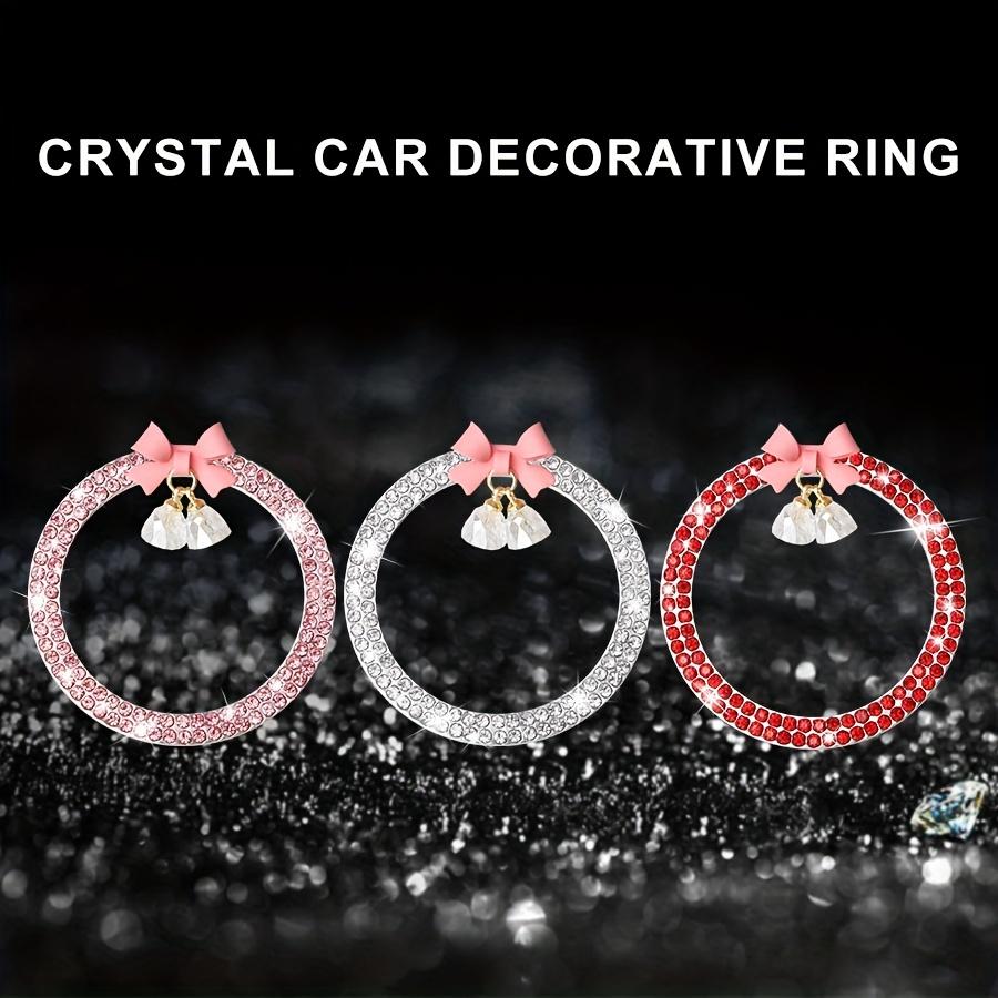 Car Start Button Decorative Ring: 1pc, with Diamond Bow Crystal Ignition Circle, One-Touch Start Sticker Decoration Ring
