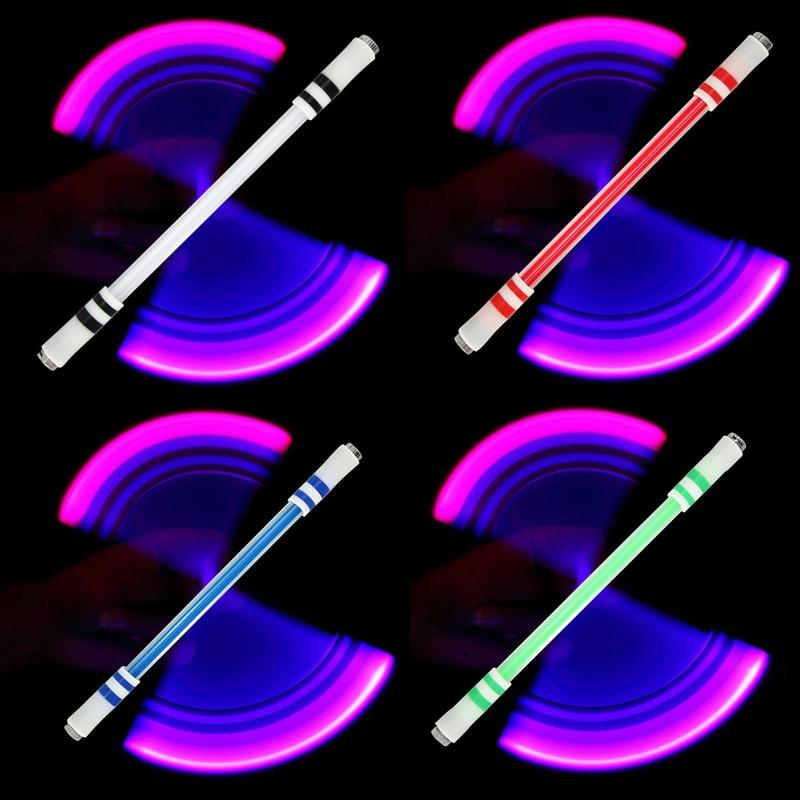 Random Color Glowing LED Spinning Pen, 1/2/3/4 Counts Rolling Stress Relieving Toy, Fidget Gadget, Perfect Pocket-sized Gift for Halloween Thanksgiving (no Writing Function)