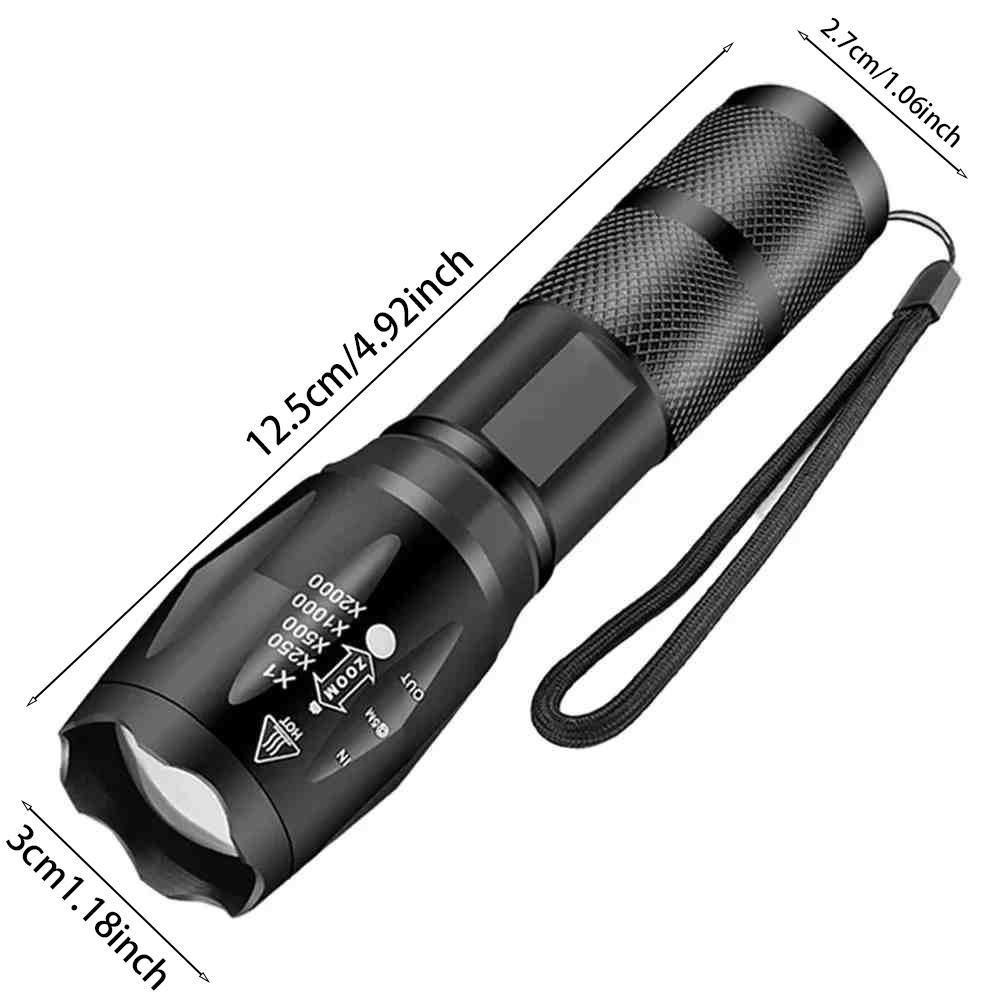 LED Flashlight, 2 Counts Waterproof Zoomable Flashlight, 5 Modes Adjustable Tactical Flashlight, Outdoor Camping Emergency Lighting