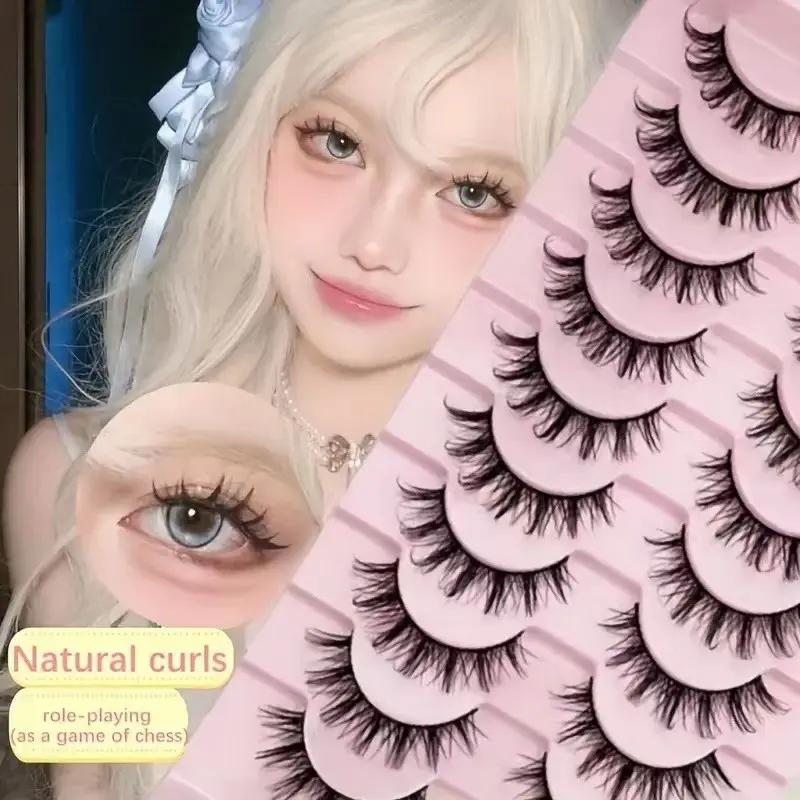 10 Pairs Natural Comic Style Cosmetic False Lashes, Small Devil Design False Eyelashes, Perfect for Daily Wear and Special Occasions, Anime Manga Lashes