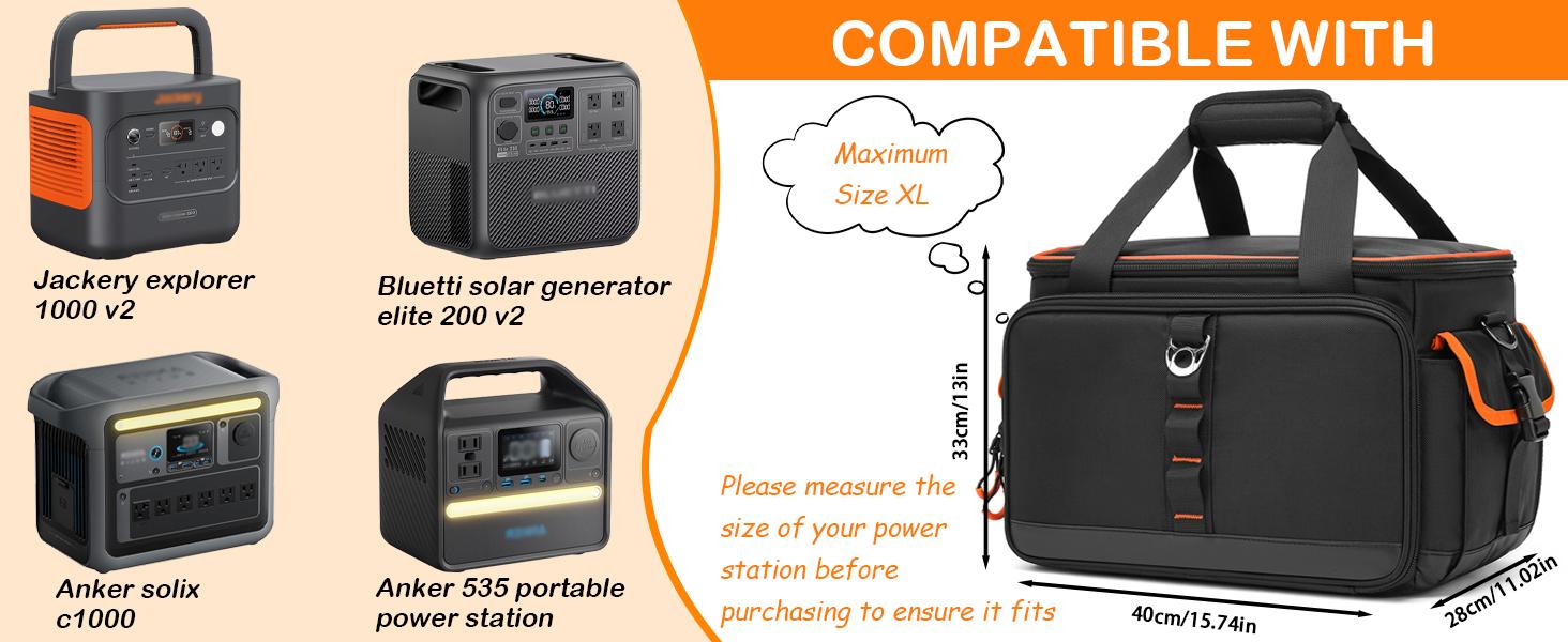 Travel Carrying Case for Jackery Explorer 160/240/300, Portable Power Station Case for Jackery Solar Generator & Accessories with Waterproof Bottom, Shoulder Strap & Pocket, Multi-Size