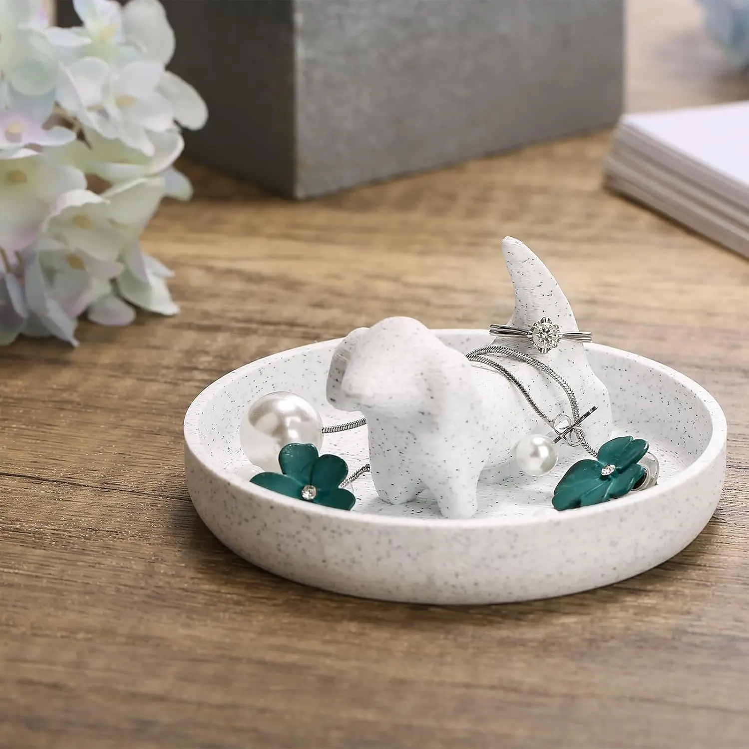 Dachshund Ring Holder Weiner   Dish  for Women Desk Decor |  Printed Dachshund Design.   Holder for Rings, Earrings, Necklace for  Lovers  bathroom Desk Decor