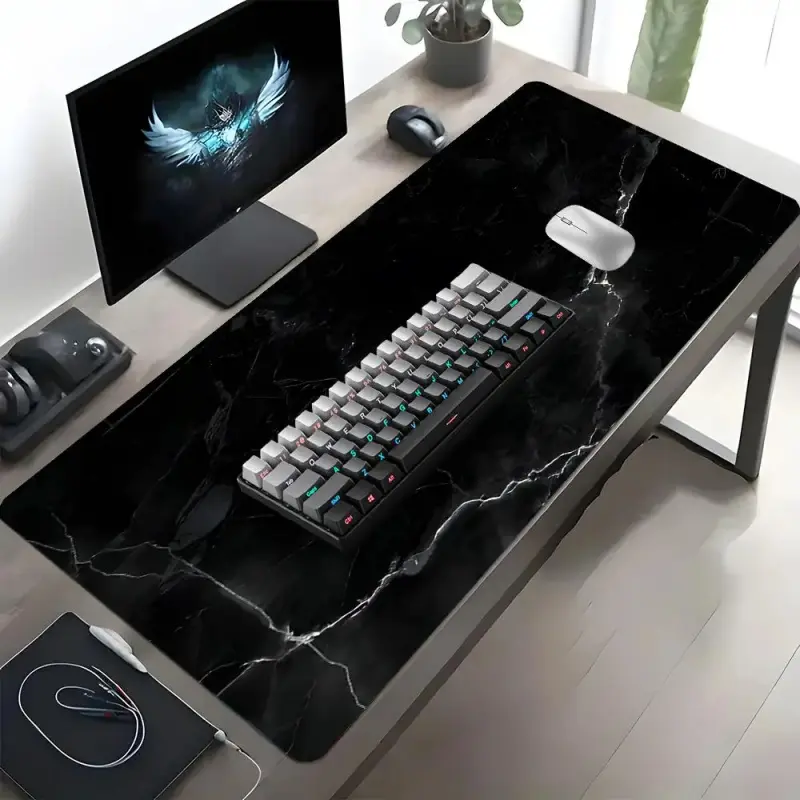 Large Marble Pattern Mouse Pad, Rectangle Gaming Mouse Pad, Non-slip Rubber Base Mousepad, Office Desk Keyboard Mouse Mat for Home Office Game Room Desk, Gaming Desk Accessory, Computer Desk Accessories Extended Large Gaming Desk Mouse Pad