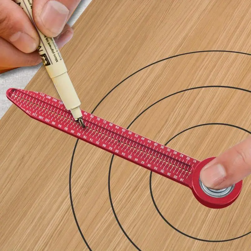 High Precision Aluminum Woodworking Scribe Gauge with Pocket Clip - Carpentry Compass Circular Drawing Tool for Accurate Hole Marking and Measurement Ruler