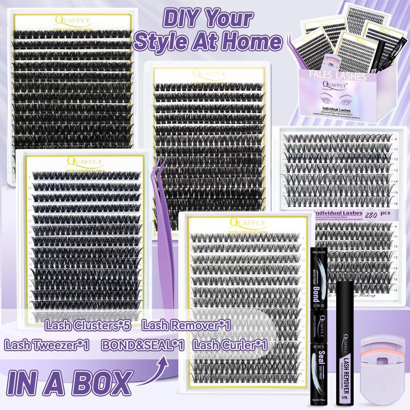 Mixed-Length False Eyelashes Eyelash Extensions Kit with Bond & Seal, Remover, Tweezers & Eyelash Curler, 1 Box Natural-Look, Self-Grafting Eyelash Clusters #TOP PICKS Mixed-Length False Eyelashes Eyelash Extensions Kit with Bond & Seal, Remover, Tweezers & Eyelash Curler, 1 Box Natural-Look, Self-Grafting Eyelash Clusters #TOP PICKS