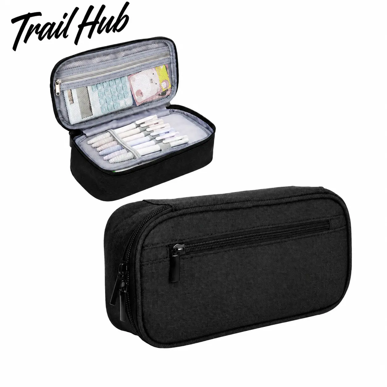 Lightweight Waterproof Pencil Case for Kids – Durable Polyester School Organizer with Multiple Compartments, Smooth-Gliding Zipper, Ergonomic Shape, and Compact Design Perfect for Elementary Students’ Daily Classroom Use and Back-to-School Essentials