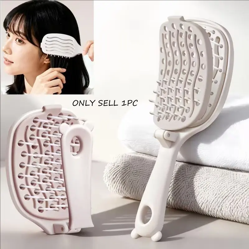 Portable Home Use Comb with Cleaning Pad, Foldable Bone Comb for All Hair Types, Travel/business/office Use