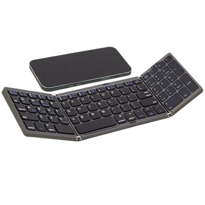 Three-mode foldable Bluetooth keyboard for tablets and mobile phones, portable mini keyboard and mouse set, rechargeable foldable wireless keyboard
