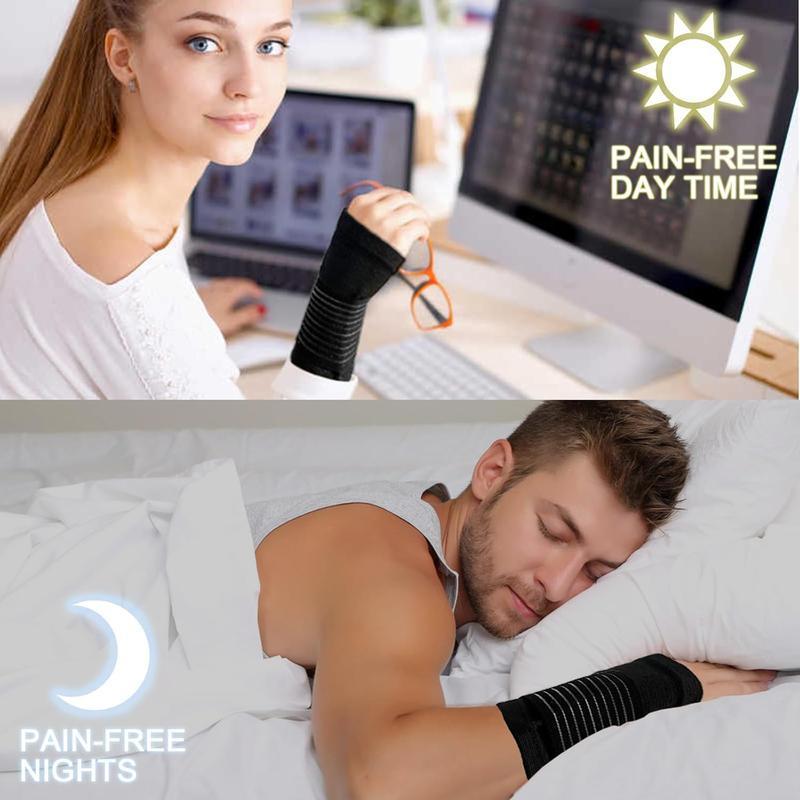 2-Pack Adjustable Wrist Support Braces for Carpal Tunnel, Arthritis, and Tendonitis Pain Relief – Compression Hand Wraps for Left and Right Hands, Breathable Elastic Health Care Bands for Daily Workouts and Sleep Healthcare Black