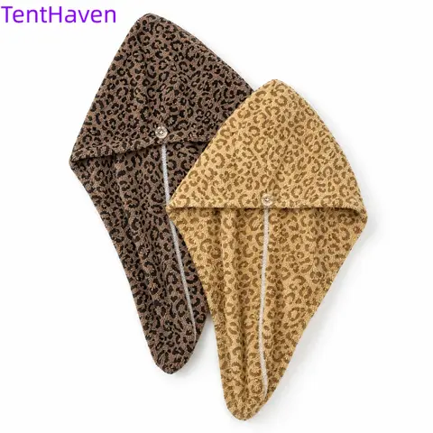 2026 New Women's Leopard Print Silk Hair Towel Dry Cap - Soft Plush Texture, Water Absorbent, Fast-Drying, No Lint Shedding, All-Season Sports & Outdoor Accessory for Hair Washing