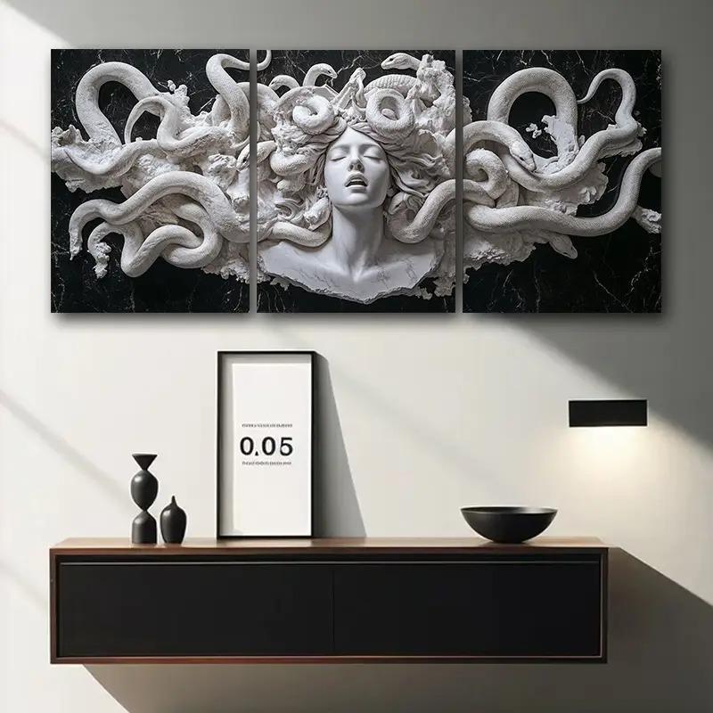 Queen Medusa Bust Canvas Painting without Frame, 3 Counts/set Modern Wall Art, Wall Decor for Home Living Room Bedroom Office, Poster