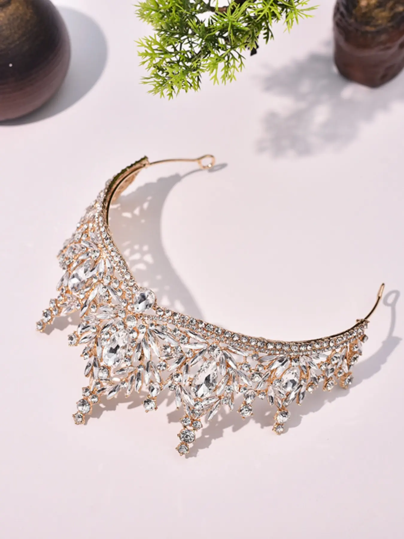 Women Luxury Multi-Color Rhinestone Waterfall Tiara, Sparkling Baroque Bridal Crown Headband for Wedding, Quinceañera, Pageant, Sweet 16, Formal Prom
