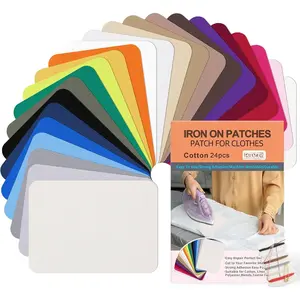 Iron  Patches for Clothes 24 count, Iron  Patches for Jeans,  Denim Repair Patch for Inside Jeans Fabric Kit, Jeans , Pants, Clothing 3" by 4-1/4" Multicoloured