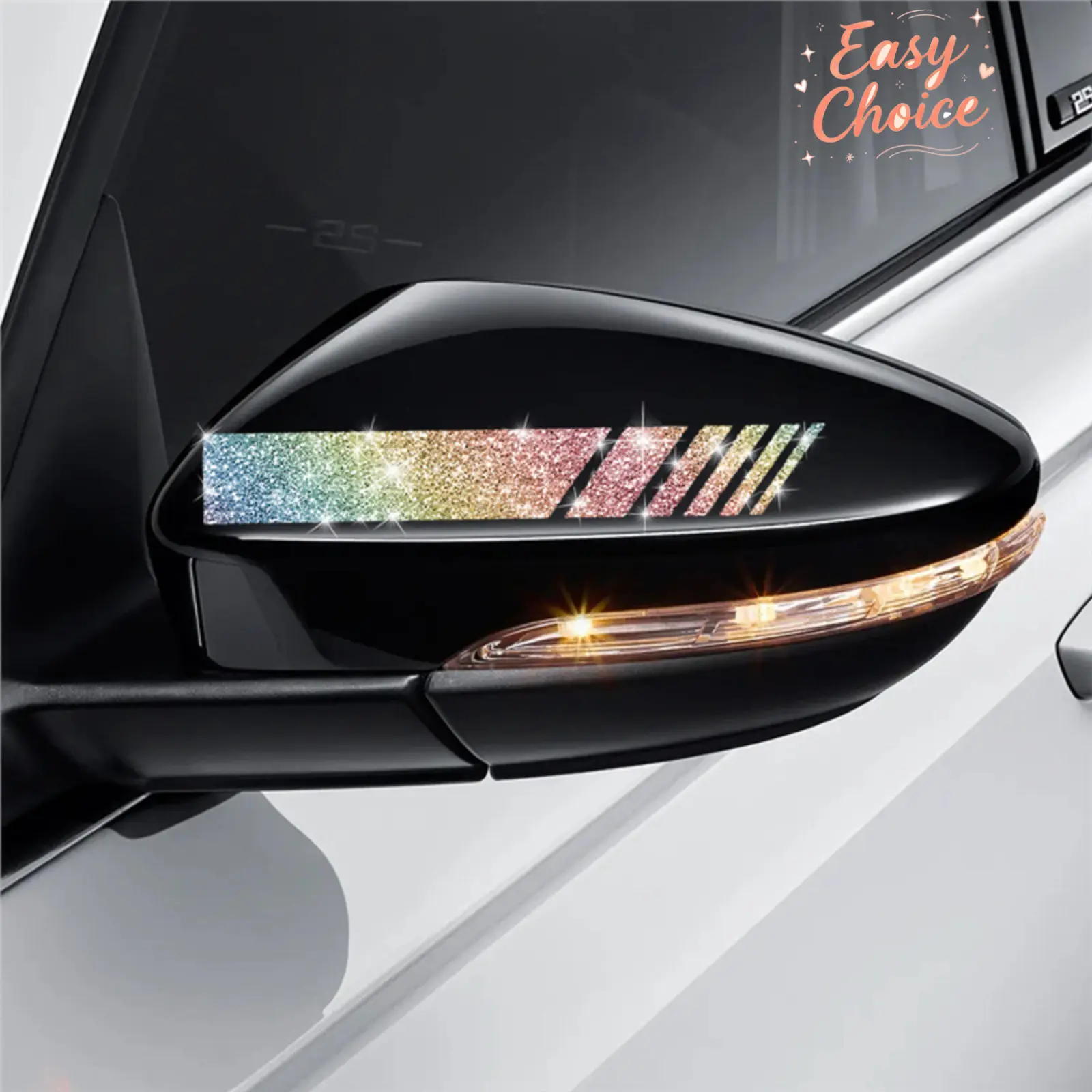 Shiny Sand‑Blast Reflective Striped Car Mirror Decals, Stylish Decorative Vinyl Stickers for Rearview Mirror, Auto Exterior Ornament for Vehicle Personalization