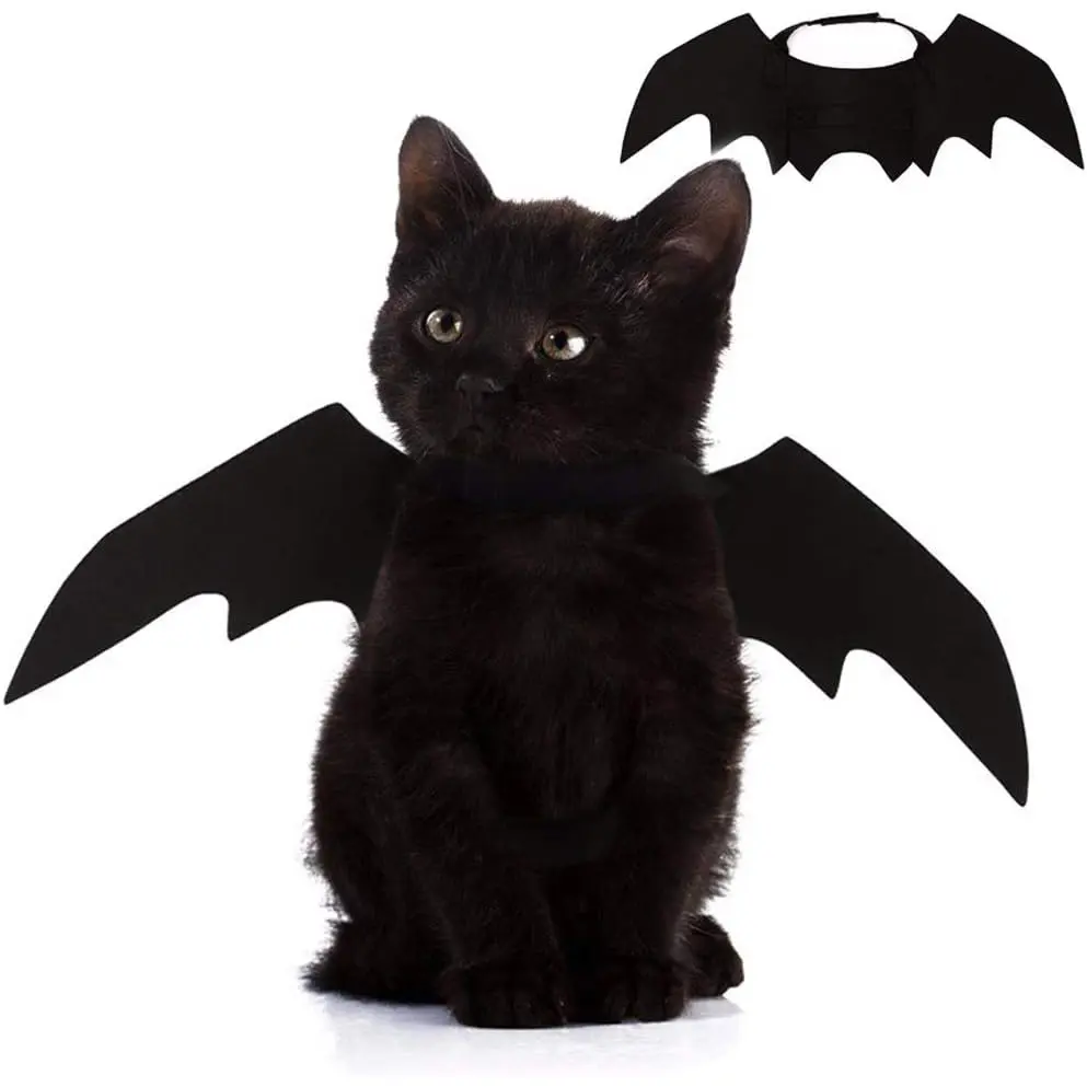 Non-Woven Bat Wings Pet Costume - Lightweight Vampire Look Outfit for Cats, Small Dogs, Halloween Cosplay, Photo Props