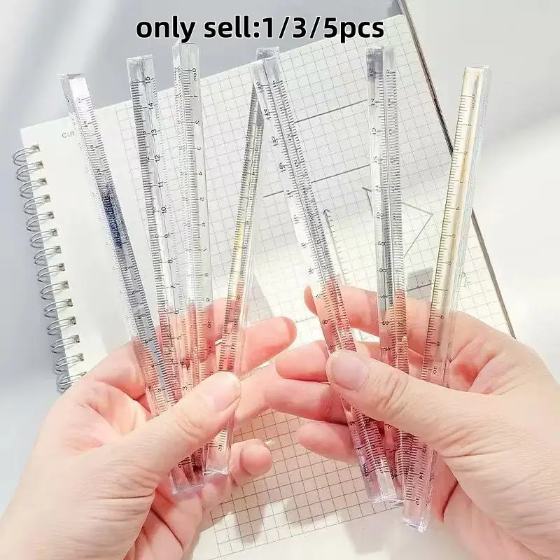 High-Visibility Transparent Triangular Ruler, Rainbow Refraction Design, Student Drawing Measurement Tool, Office Mapping, Math Exam, Portable Scale