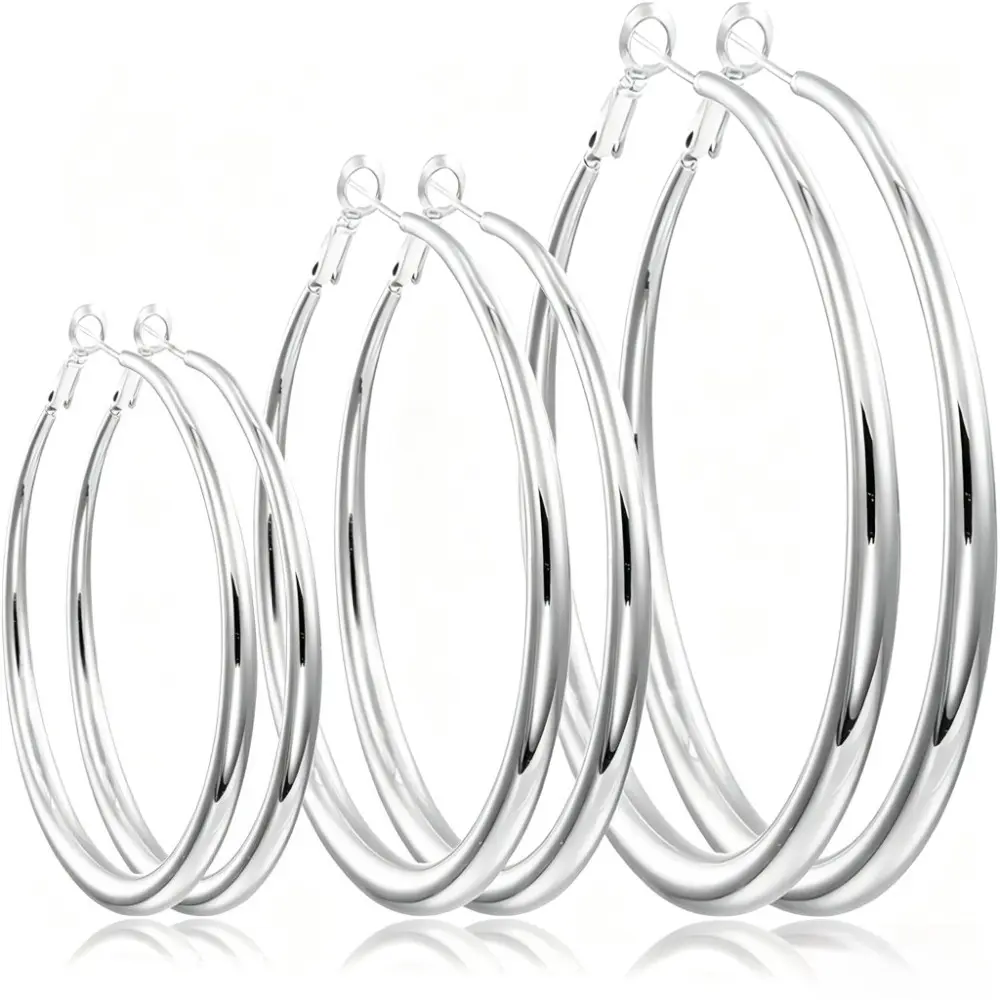 3 pairs of round earrings - Made of hypoallergenic materials, they are lightweight in design and stylish. Perfect for women who love large round earrings, they make an ideal gift for birthdays and Christmas.