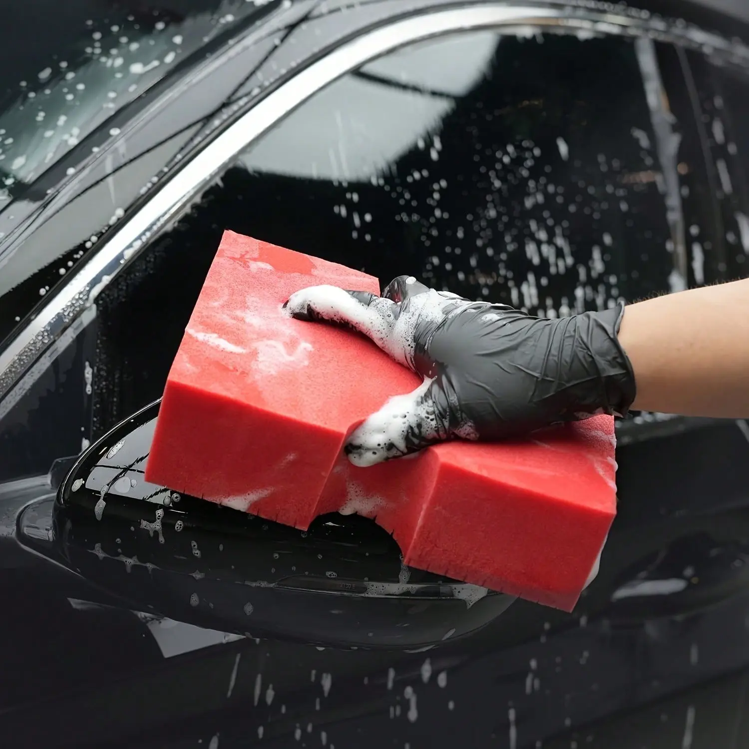 Car Cleaning Sponge, Large Red Anti-Scratch Car Cleaning Sponge, Durable Cross-Grid Sponge, Suitable for Multi-Functional Car Surface Cleaning, Car Wash Sponges