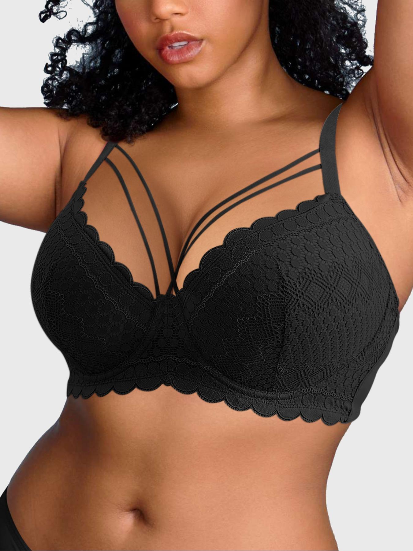 【Plus Size】 Solid Color Push Up Bra, Comfort and Fit Breathable Seamless Underwire Bra, Women's Lingerie for All Seasons