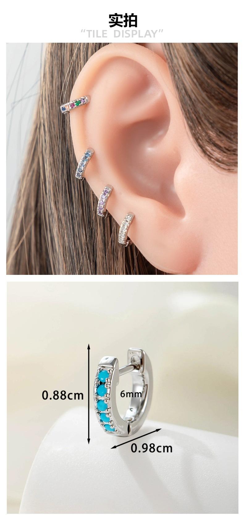 5 Pairs Rainbow CZ Huggie Hoop Earrings Set for Women, 925 Sterling Silver Small Cartilage Hoop, Hypoallergenic Multi-Color CZ Earring Pack