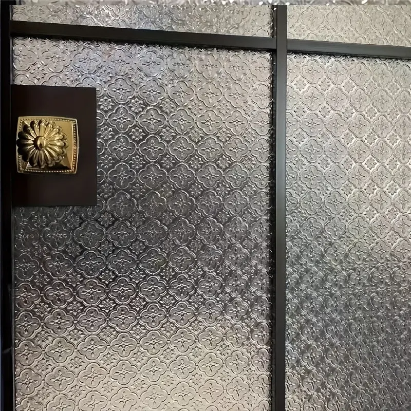 Vintage Crabapple Flower Static Glass Film, No Glue Adhesive, Soft Texture, Semi-Transparent, Privacy & Decor, Bathroom, Door, Balcony