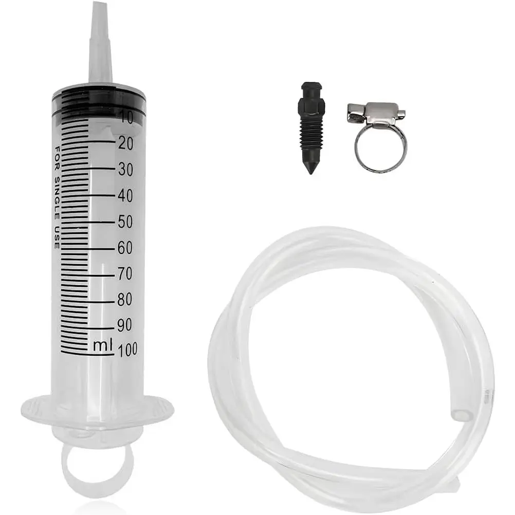 Compact ABS Plastic Hydraulic Disc Brake Bleed Kit Set, 100ML Fluid Extractor with 50cm Hose for Scooter Brake & Clutch Fluid Extraction